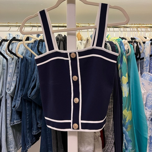 Blue white and gold top - Picture 2 of 3